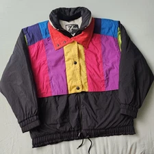 VTG Tyrolia Ski Jacket Womens Size 12 By Head Winter Puffer Nylon Colorblock