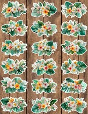 Hawaiian Florals Die Cut Vinyl Stickers Set Scrapbooking Laptop Waterbottle