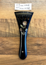Antique Violin Tailpiece with decorative tinted MOP foliate detail, ebony, 4/4