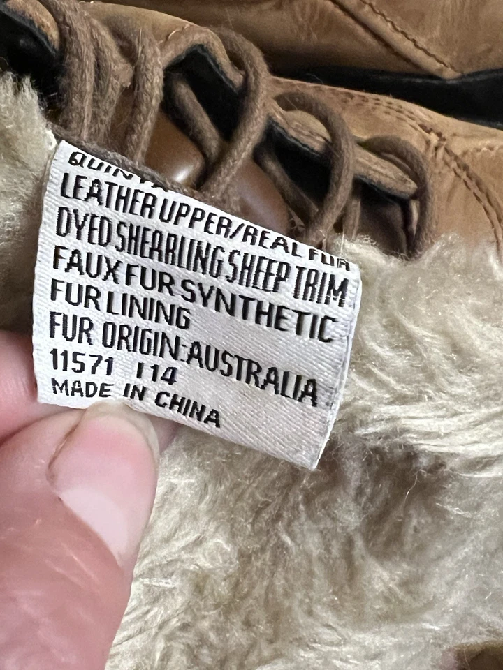 Botas Ralph Lauren para mujer 10B Quinta cuero marrón nieve forradas de piel de oveja con cordones Foto 3 de 4