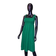 Lulus Women's Green Smocked Midi Dress Size L Tie-Strap Ruffle Trim