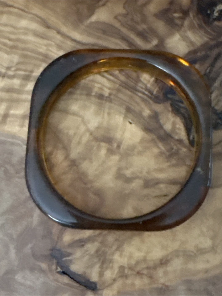 Brazalete retro vintage Lucite acrílico imitación miel ámbar caparazón de tortuga Foto 3 de 4