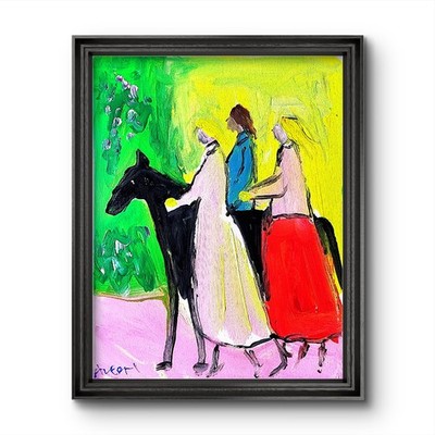 Aleph Original Art 3 Sisters 14x11 Abstract Expressionist Decor Painting Canvas