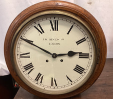 English 15” dial fusee wall clock / timepiece J.W.Benson, London. Late 19th C.