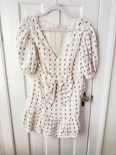 LoveShackFancy Lena Dress Small Pink Tulips Bow In The Front Puff Sleeve