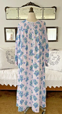 Lanz Lightweight Cotton Smocked Violets Nightgown Pockets Cottagecore Victorian