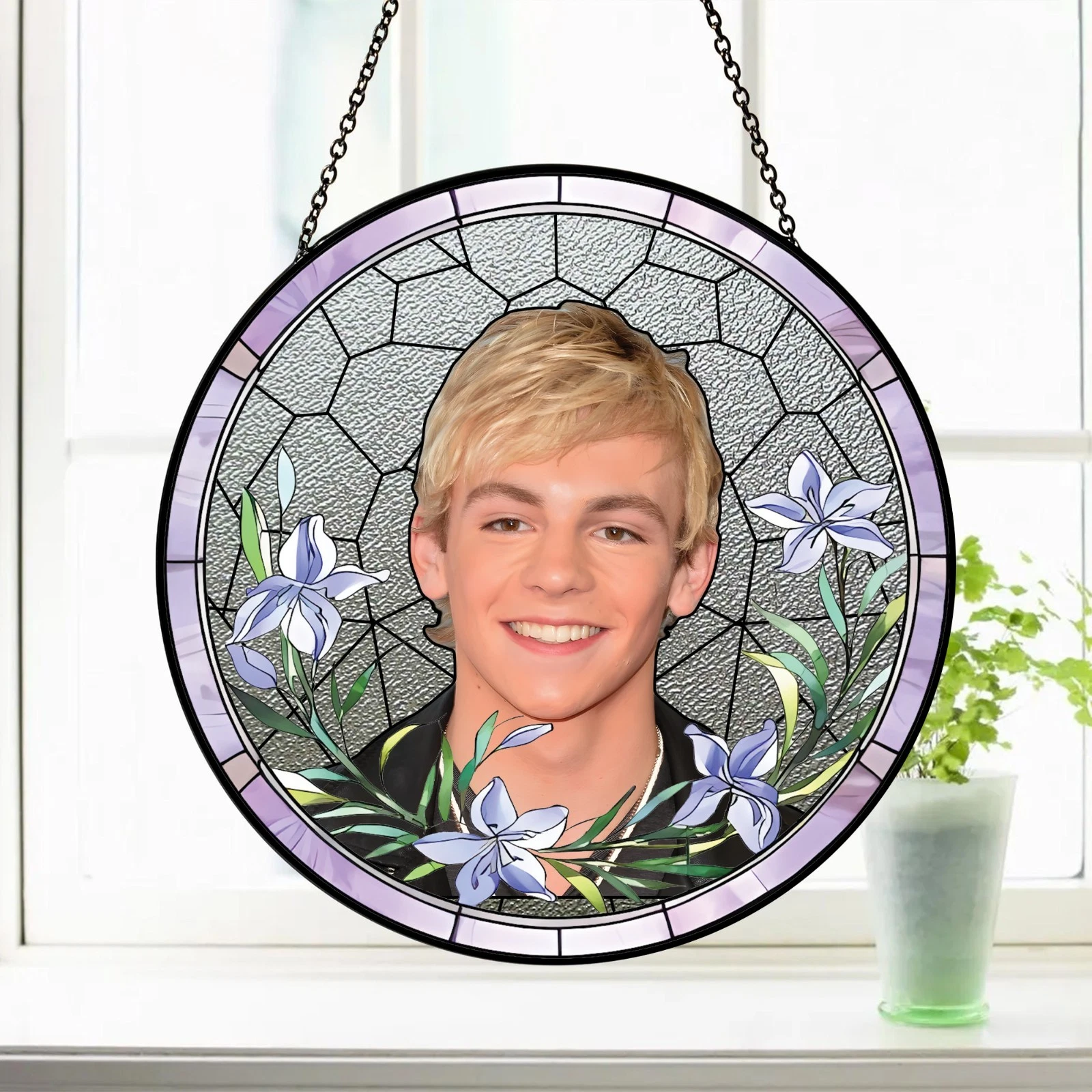 Ross Lynch Stained Glass Suncatcher -Home Window Hanging Ornament