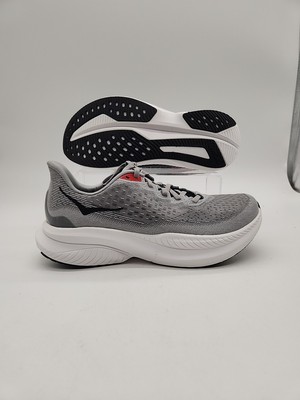 Mens Size 9.5 Hoka One One Mach 6 Grey White Red Sneakers 1164032 SRYB NEW