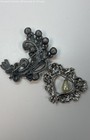 Silver & Gunmetal Tone Faux Pearl textured Brooch Lot 35.6g — photo 5