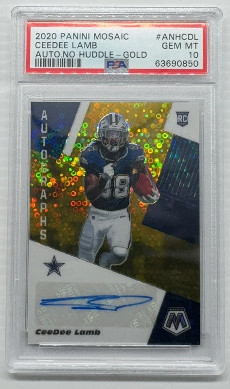 CeeDee Lamb Panini Mosaic Autographs No Huddle #ANHCDL Gold