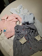 4 Vintage Baby Girl  s Dress  Outfits Stained Read  See Pictures 6-24 Mos Cute 