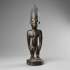 Antique c.1900 Yoruba Carved Wood Ibeji Figure Statue