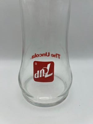 Vintage 7UP The Uncola Upside Down Logo Drinking Glass 70s Retro Soda Promo