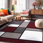Rugshop Area Rug Contemporary Modern Boxed Color Block Rugs for Living Room 8X10