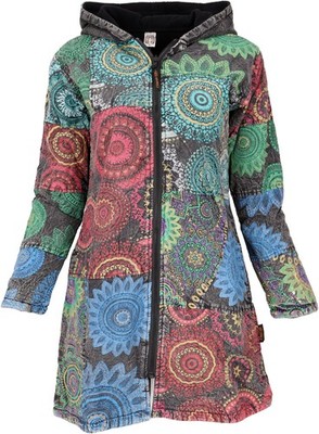 Boho Hippie chic Jacke, Patchwork Jacke, Kurzmantel - schwarz/bunt