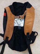 SAKURA BLOOM Baby Carrier Black Linen Brown Leather Trim 7-45 Lb Made USA