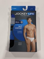 New Vintage Jockey Life Men's 24/7 5 Pack Comfort Bikinis Briefs Underwear