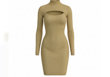 NWT Adrianna Papell Evening Dress Sz M Bodycon Cutout Long Sleeve Mock Neck