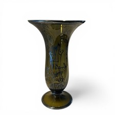 Silver Overlay Vase olivgrün H 24 cm Blumenvase Glas Glasvase Reh Motiv 25300