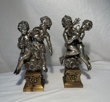 Amazing Pair of Italian Silver Putti Luigi  Eugenio Avolio Solid Silver Naples