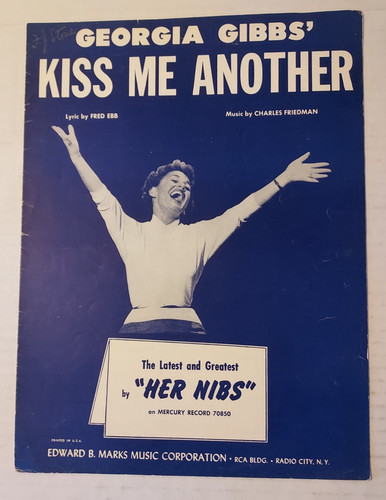 Sheet Music Georgia Gibbs "Kiss Me Another" ©1956