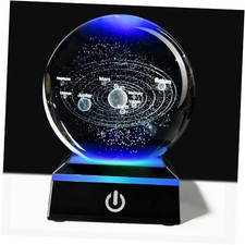 3D Crystal Ball Night Light with Variable-Color Light Base, a Solar System