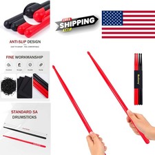 Lightweight 5A Nylon Drumsticks for Kids Adults Black Red Anti Slip Handles