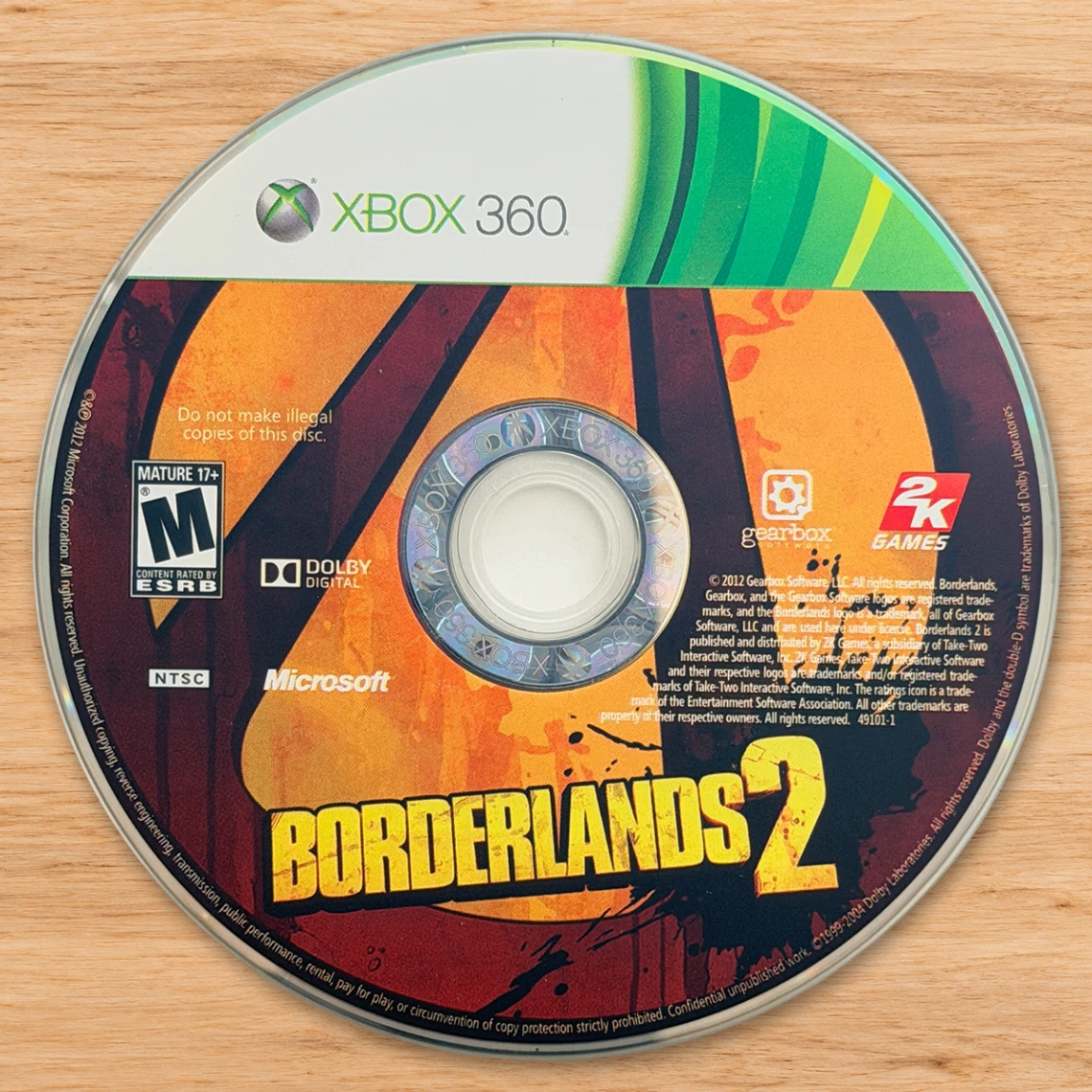 Borderlands 2 Xbox 360 Video Game FPS Action RPG Multiplayer Disc Only