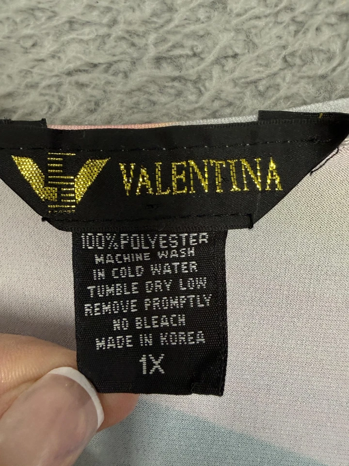 Camisa Valentina Mujer 1X Multicolor Chevron Túnica Cuello en V Manga 3/4 Estrás Foto 4 de 4