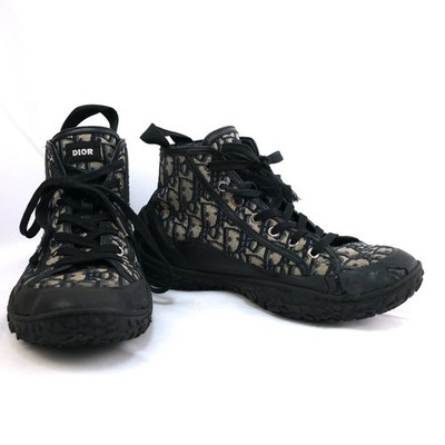 DIOR B28 Oblique Canvas High Top Sneaker Beige Black Size 42 27cm LS0921