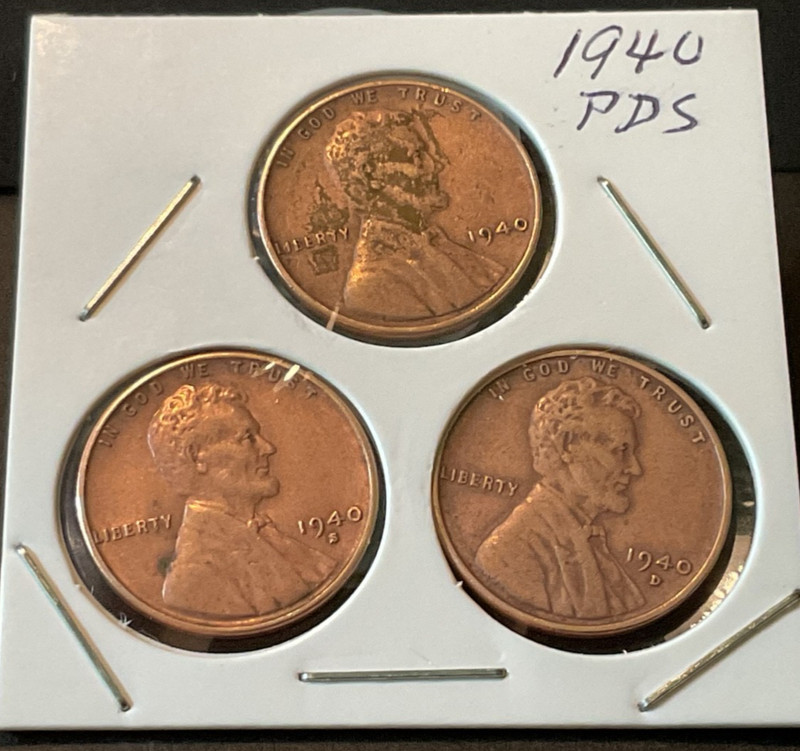 1940 P-D-S, Lincoln Wheat Cents, #1