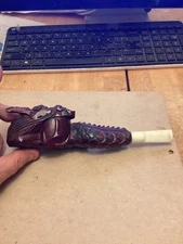old wooden ornamental carved Dragon smoking pipe.Some breakage.Unusual item