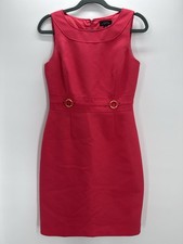 Tahari Arthur S Levine Pink Textured Sheath Dress Gold Ring Detail Size 4