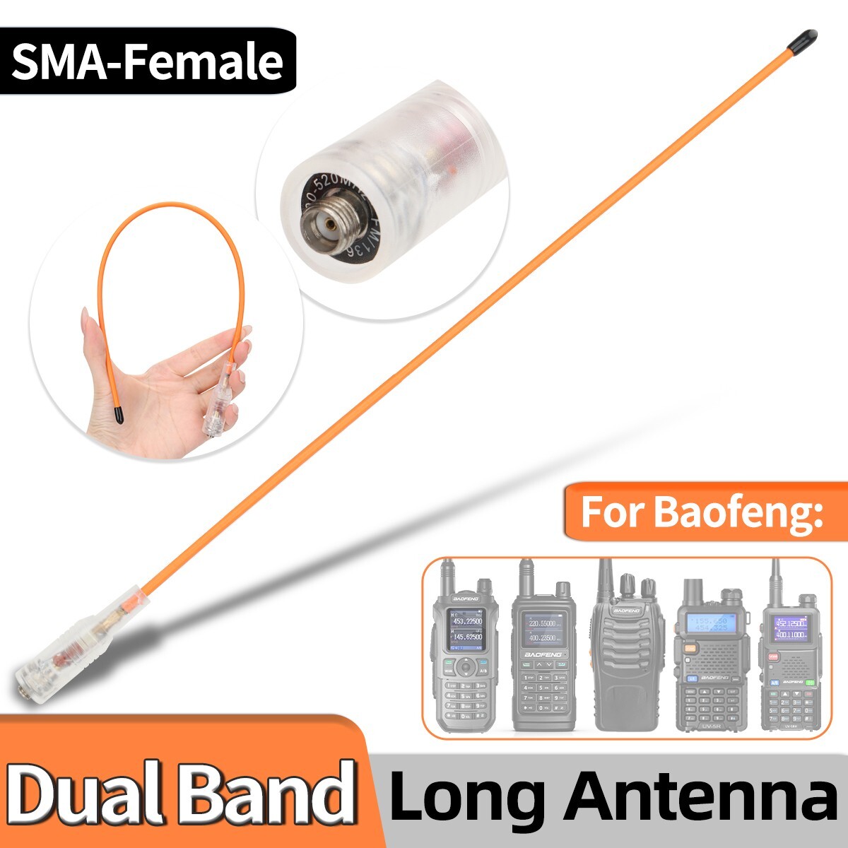 Walkie Talkie AR-771T Dual Band SMA-Female Antenna for Baofeng UV-5R BF-888S