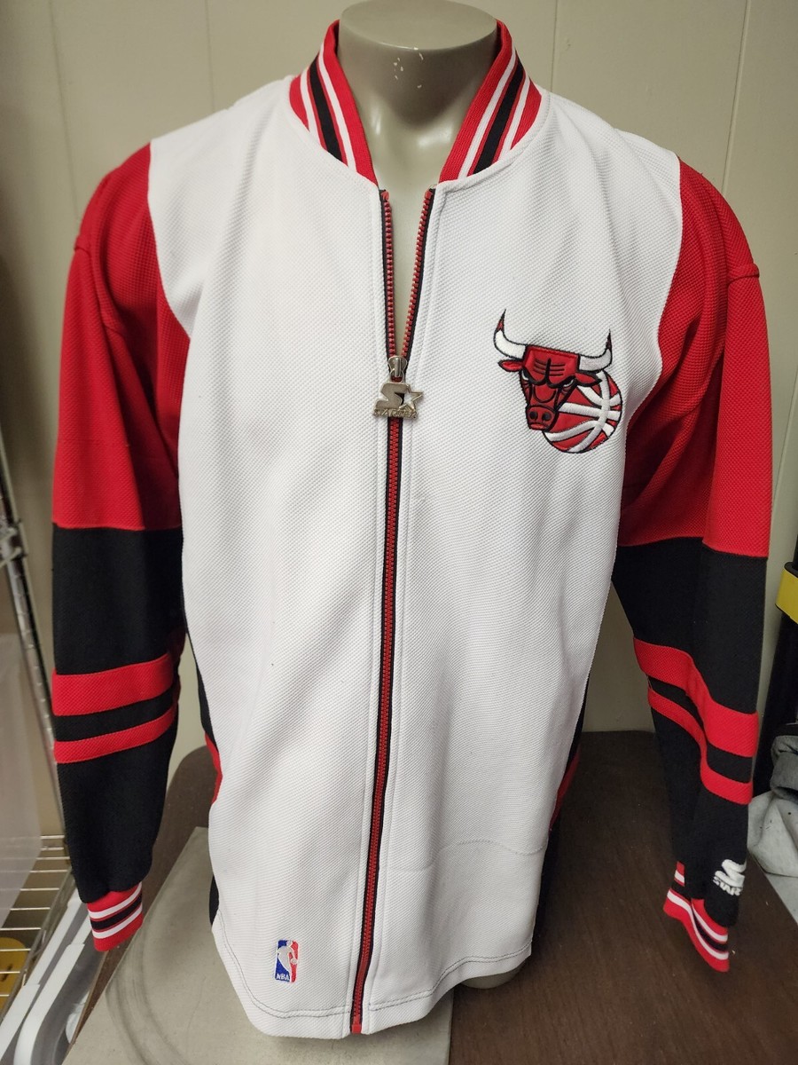 CHICAGO BULLS NBA Vtg Starter Full Zip Warm Up HTF Upside Down
