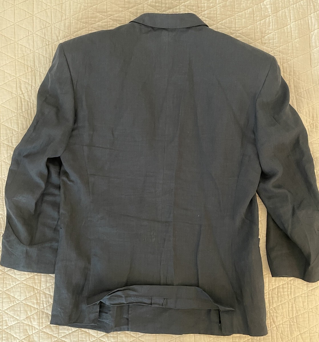 GIANNI VERSACE Made in Italy Vintage Double Breasted Navy Linen