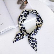 Leoparden Seidenband Schal Tuch Umhang Beige Blau Gelb Schwarz Grau