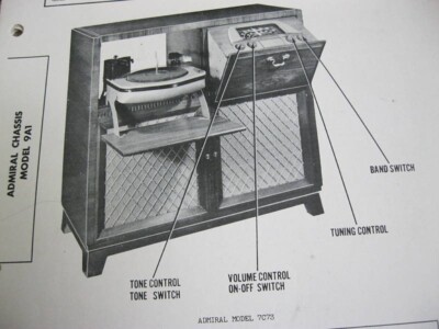 ADMIRAL 9A1, 7C73 PHONOGRAPH RADIO PHOTOFACT