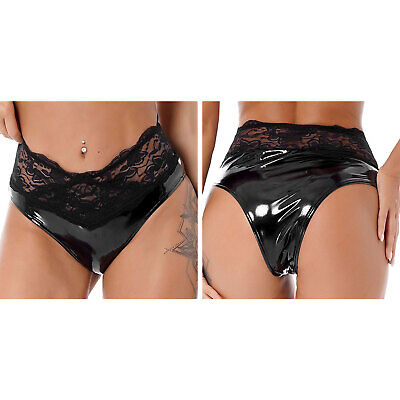 Plus #M-3XL Women Faux Leather Stretchy Bikini Briefs Underwear Panties  Knickers