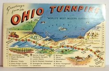PostCard OH Turnpike Greetings SuperHighway USA Made Posted 11-13-1956 Vintage