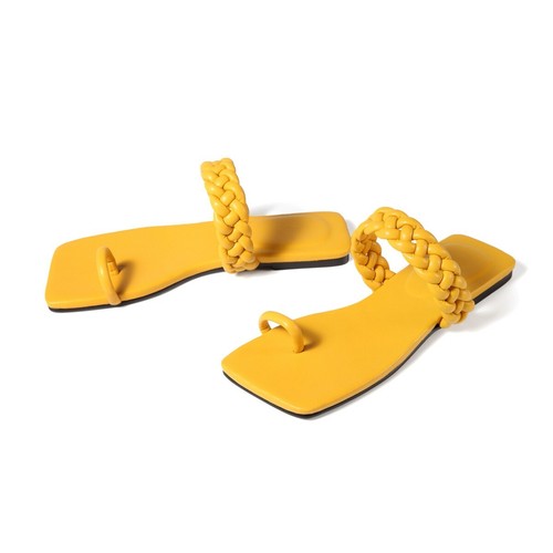 yellow box toe ring sandals