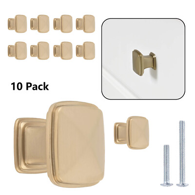 10-Piece Golden Champagne Kitchen Square Cabinet Knobs Door Drawer Pulls Handles