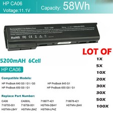   LOT CA06 CA06XL Battery For HP ProBook 640 645 650 655 G0 G1 718756-001 6Cell