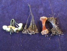 Vintage Millinery Flower Stamen Collection Black Green Brown 4 Types H2312