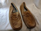 Minnetonka Mens Sheepskin Soft Moc Slipper Size 11 Leather Outter Faux Fur Inner