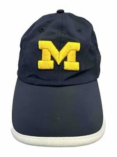 University of Michigan Gold M on Navy Blue w White Hat Cap Lite Weight Hook Loop