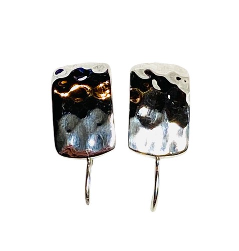 VTG Retired Silpada Sterling Silver Hammered Rectangular French Hook Earrings - Picture 18 of 24