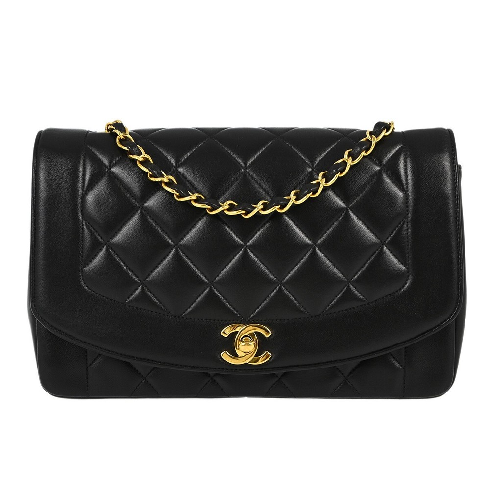 Chanel Black Lambskin Medium Diana Shoulder Bag XX00162