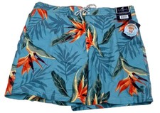 Carribean Joe Hawaiian Swim Trunks Mens Size XXL Sea-Mist Tropical With Pockets