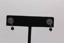 Boma SS Sunflower Onyx Bead Stud Earrings  (053PID)